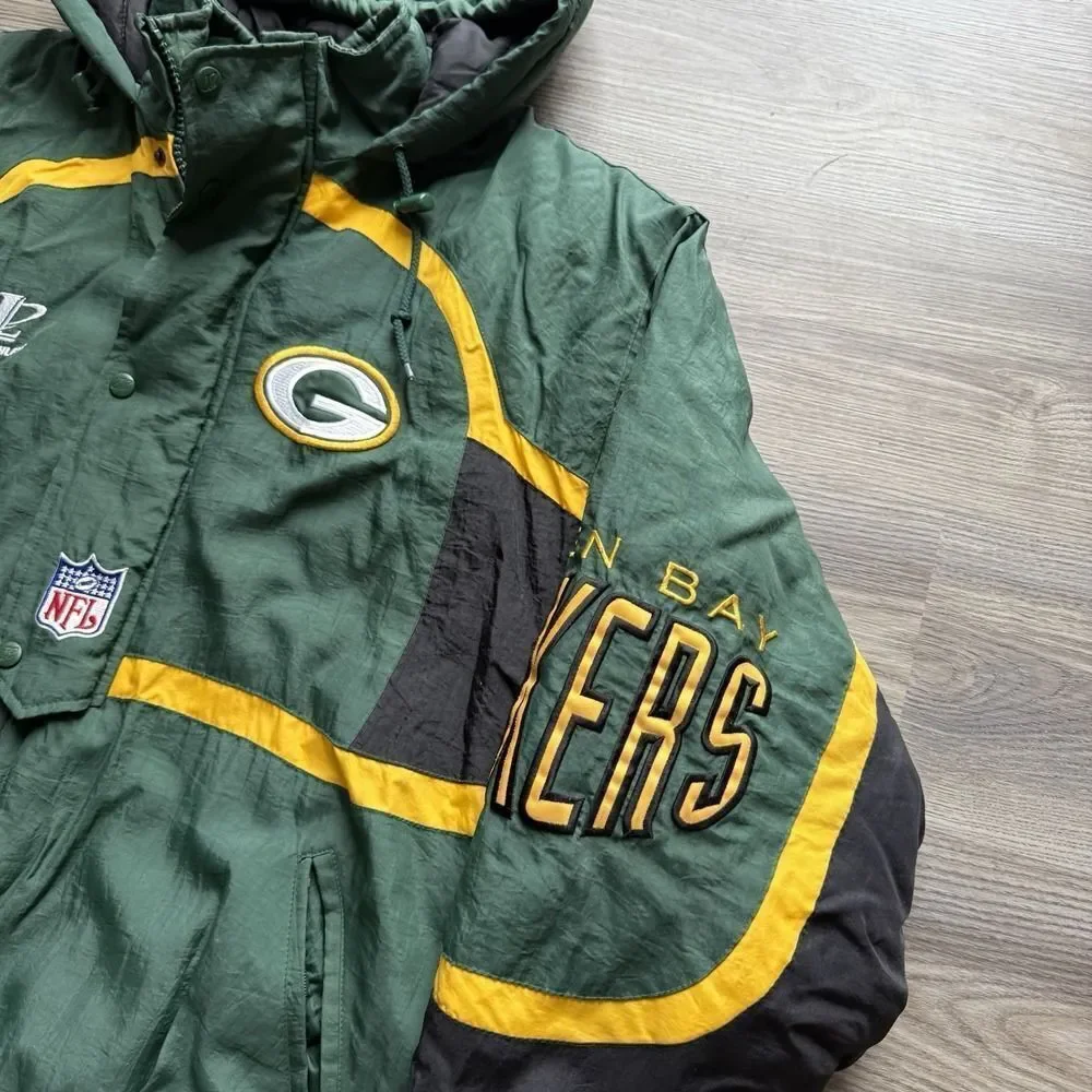 VTG Logo Athletic Green Bay Packers Pro Line Jacket Large‎ L Hooded 90s NFL